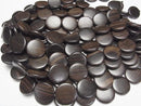 Ebony Wood Coin 25x25mm half or 1strand beads (aprx.15inch/37cm)