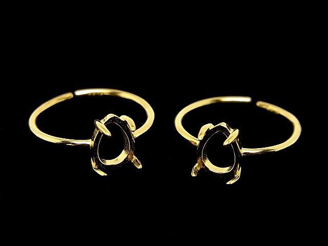 [Video] Silver925 Ring Frame (Prong Setting) Pear shape 8x6mm 18KGP Free Size 1pc
