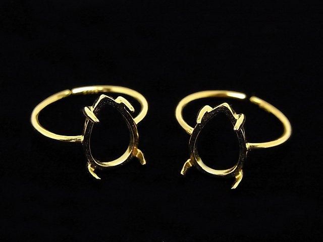 [Video] Silver925 Ring Frame (Prong Setting) Pear shape 12x8mm 18KGP Free Size 1pc