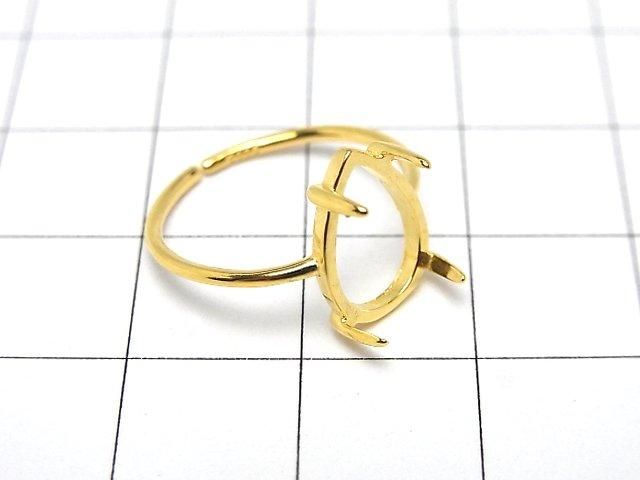 [Video] Silver925 Ring Frame (Prong Setting) Pear shape 12x8mm 18KGP Free Size 1pc