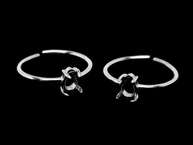 [Video] Silver925 Ring Frame (Prong Setting) Pear shape 6x4mm Rhodium Plated Free Size 1pc