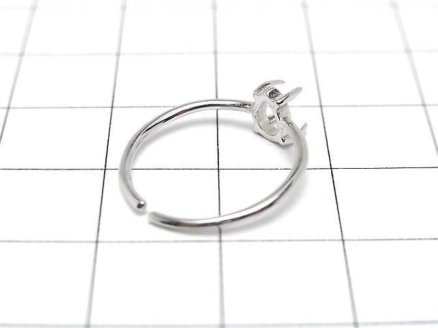 [Video] Silver925 Ring Frame (Prong Setting) Pear shape 6x4mm Rhodium Plated Free Size 1pc