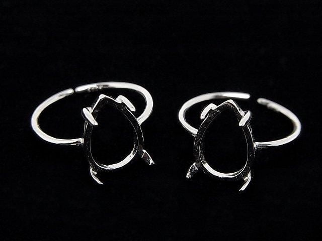 [Video] Silver925 Ring Frame (Prong Setting) Pear shape 12x8mm Rhodium Plated One Size Fits All 1pc