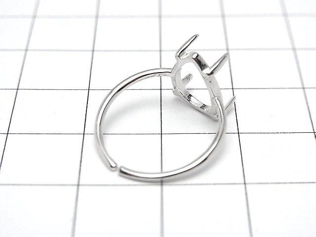 [Video] Silver925 Ring Frame (Prong Setting) Pear shape 12x8mm Rhodium Plated One Size Fits All 1pc