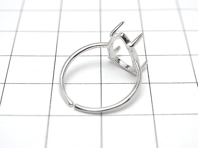 [Video]Silver925 Ring Frame (Prong Setting)Pear shape 12x8mm Rhodium Plated Free size 1pc