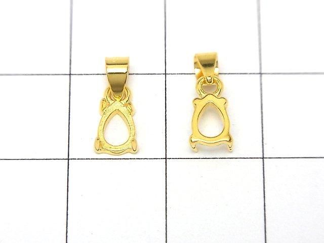 [Video] Silver925 Pendant Frame Pear shape 6x4mm 18KGP 1pc