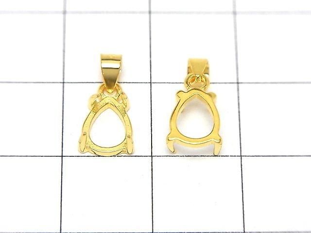 [Video] Silver925 Pendant Frame Pear Shape 8x6mm 18KGP 1pc