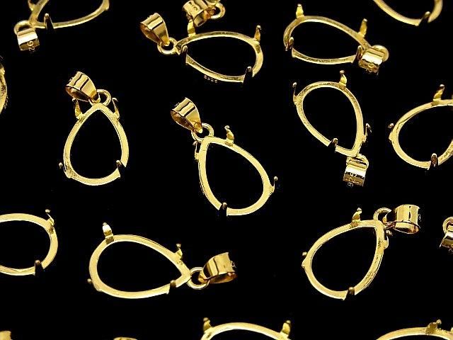 [Video] Silver925 Pendant Frame Pear Shape 12x8mm 18KGP 1pc
