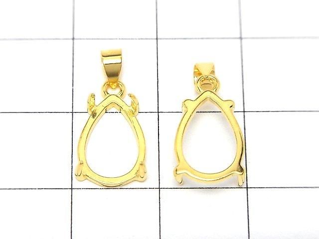 [Video] Silver925 Pendant Frame Pear Shape 12x8mm 18KGP 1pc