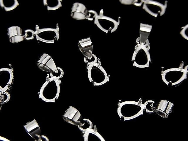 [Video] Silver925 Pendant Frame Pear shape 6x4mm Rhodium Plated 1pc