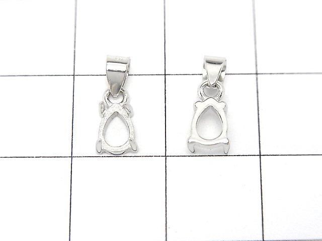 [Video] Silver925 Pendant Frame Pear shape 6x4mm Rhodium Plated 1pc