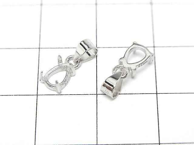 [Video] Silver925 Pendant Frame Pear shape 6x4mm Rhodium Plated 1pc
