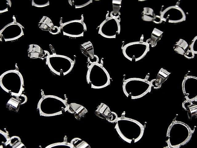 [Video] Silver925 Pendant Frame Pear shape 8x6mm Rhodium Plated 1pc