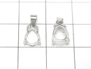 [Video]Silver925 Pendant Frame Pear shape 8x6mm Rhodium Plated 1pc
