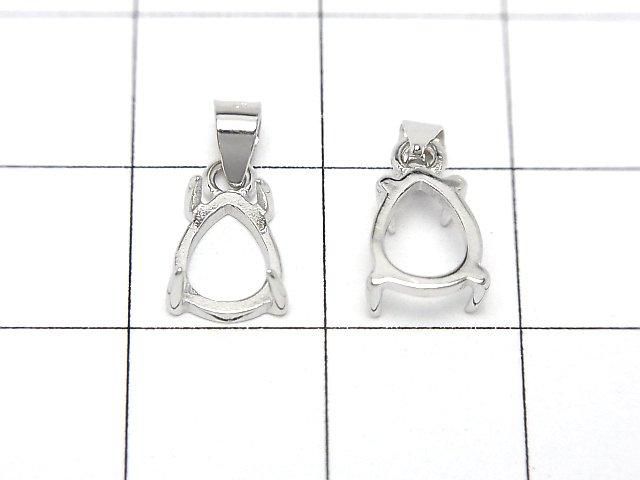 [Video] Silver925 Pendant Frame Pear shape 8x6mm Rhodium Plated 1pc