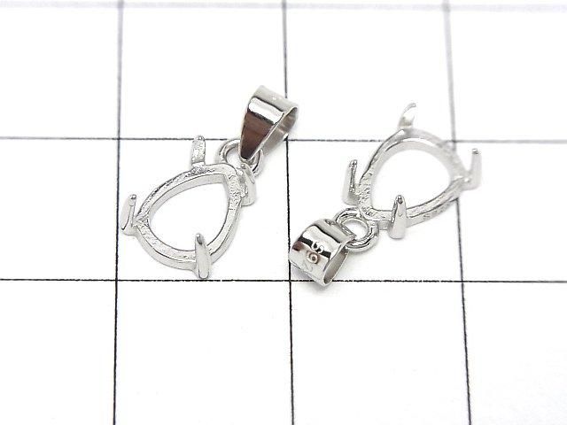 [Video] Silver925 Pendant Frame Pear shape 8x6mm Rhodium Plated 1pc
