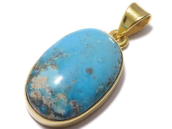 [Video][One of a kind] Persian Turquoise AA++ Pendant 18KGP NO.113