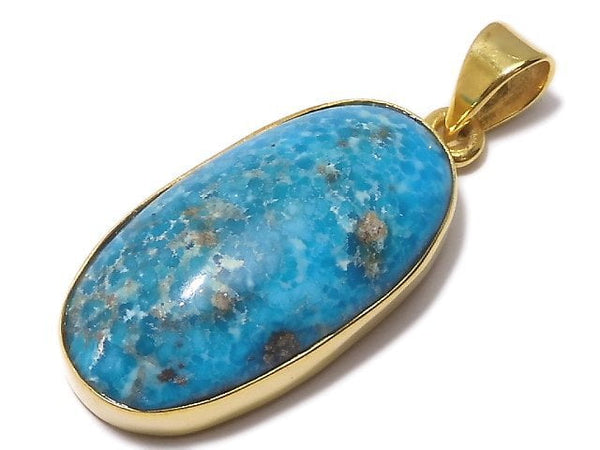 [Video][One of a kind] Persian Turquoise AA++ Pendant 18KGP NO.117