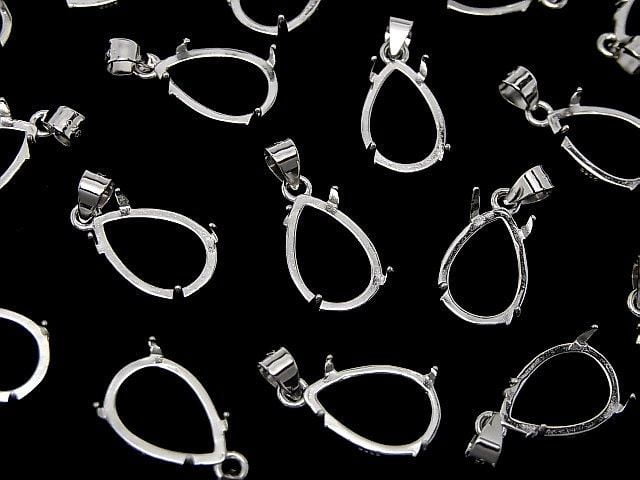 [Video] Silver925 Pendant Frame Pear shape 12x8mm Rhodium Plated 1pc