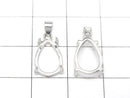 [Video]Silver925 Pendant Frame Pear shape 12x8mm Rhodium Plated 1pc