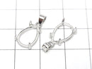 [Video]Silver925 Pendant Frame Pear shape 12x8mm Rhodium Plated 1pc