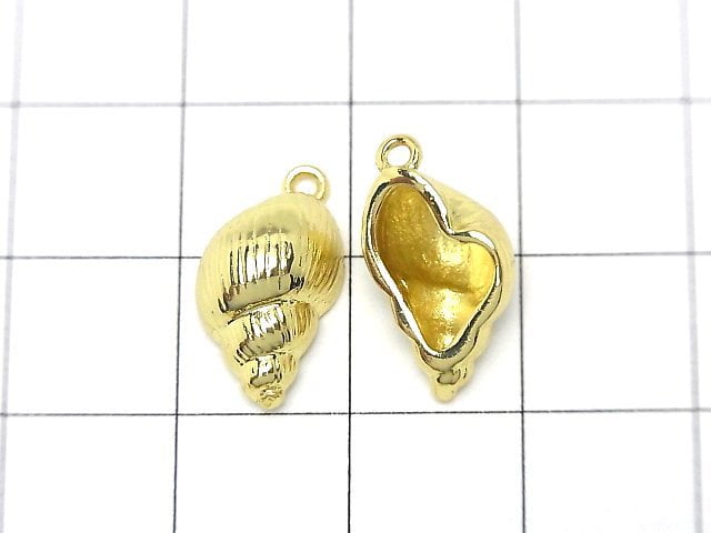 Metal parts Conch shell motif charm 14x9mm Gold color 2pcs