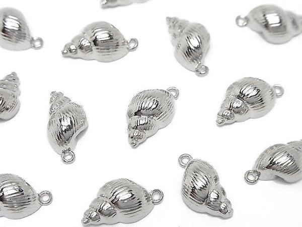 Metal parts Conch shell motif charm 14x9mm silver color 2pcs