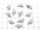 Metal parts Conch shell motif charm 14x9mm silver color 2pcs