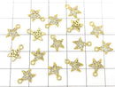 Metal parts charm 10.5x8.5mm Starfish (starfish) Gold color (with CZ) 2pcs