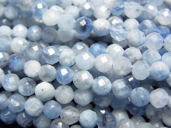 [Video]High Quality! Deep Blue Aquamarine AA Faceted Round 4mm 1strand beads (aprx.15inch/37cm)