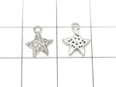 Metal parts charm 10.5x8.5mm Starfish (starfish) Silver color (with CZ) 2pcs
