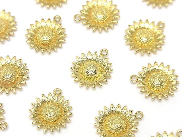 Metal parts Flower (sunflower) motif charm 14.5x14.5mm Gold color 2pcs