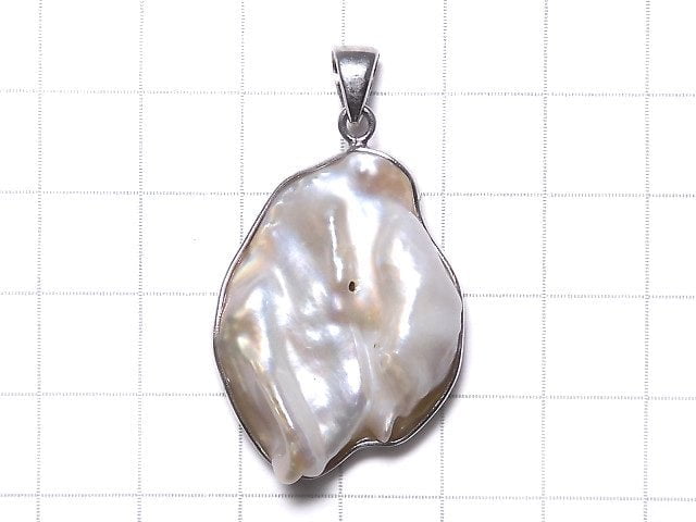 [Video][One of a kind] Fresh Water Pearl Keshi Pearl Pendant Silver925 NO.41