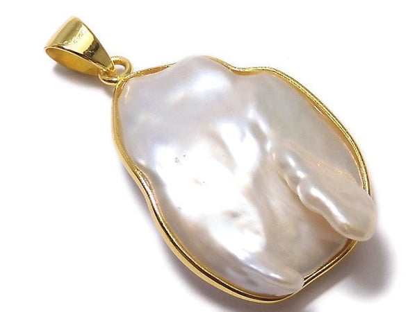 [Video][One of a kind] Fresh Water Pearl Keshi Pearl Pendant 18KGP NO.45