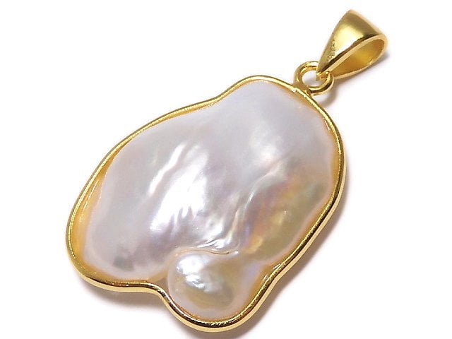 [Video][One of a kind] Fresh Water Pearl Keshi Pearl Pendant 18KGP NO.50