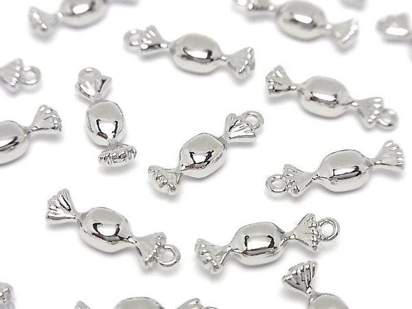 Metal parts Candy motif charm 14.5x4.5mm Silver color 2pcs