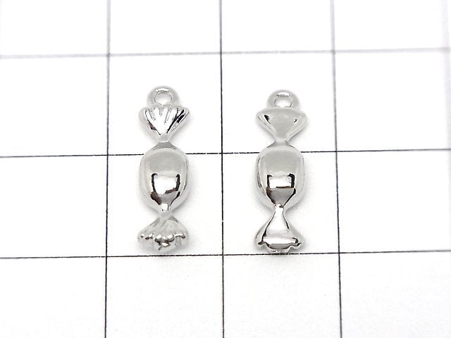 Metal parts Candy motif charm 14.5x4.5mm Silver color 2pcs