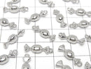Metal parts Candy motif charm 14.5x4.5mm Silver color 2pcs