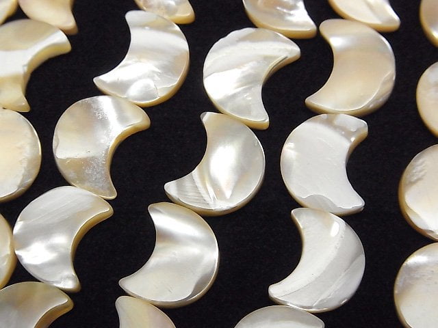 Mother of Pearl MOP Beige Crescent Shape 12x10x3mm 1strand beads (aprx.15inch/37cm)