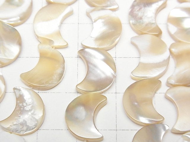 Mother of Pearl MOP Beige Crescent Shape 12x10x3mm 1strand beads (aprx.15inch/37cm)