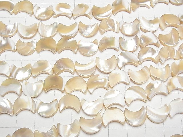 Mother of Pearl MOP Beige Crescent Shape 12x10x3mm 1strand beads (aprx.15inch/37cm)