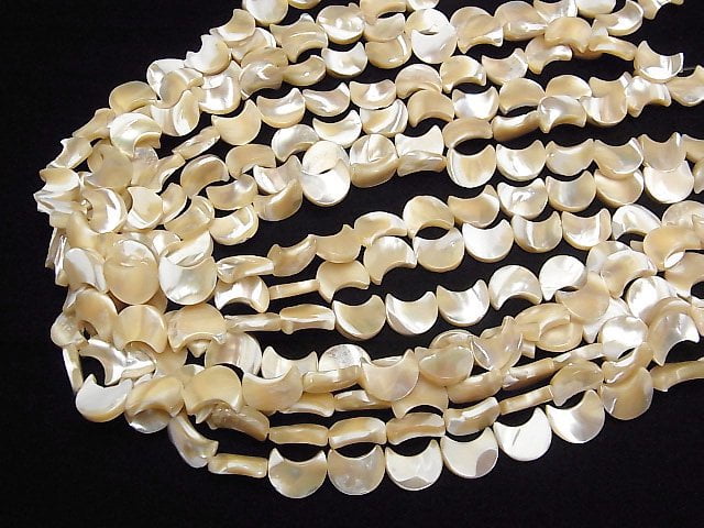 Mother of Pearl MOP Beige Crescent Shape 12x10x3mm 1strand beads (aprx.15inch/37cm)