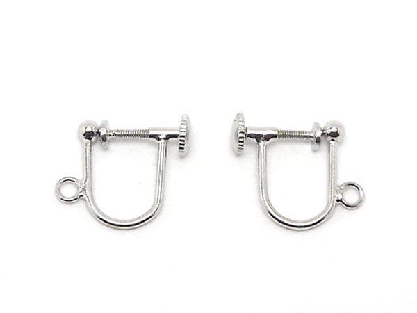 Silver925 Earring Parts with Ring Rhodium Plated 1pair (2 pieces)