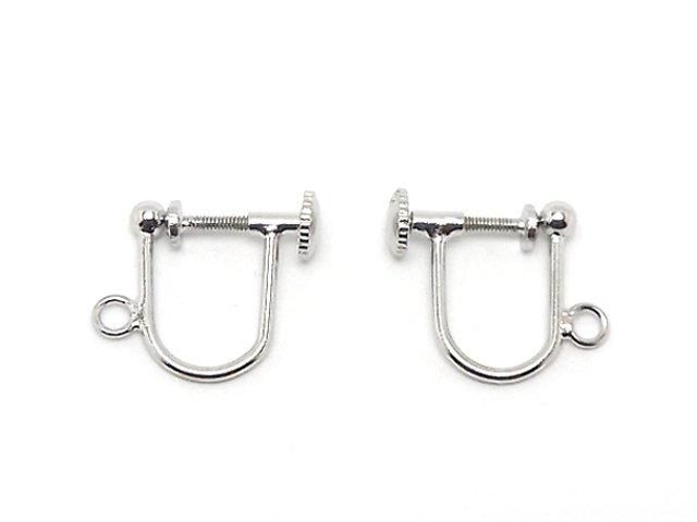 [Video] Silver925 Earring Parts with Ring, Rhodium Plated, 1 pair (2 pieces)