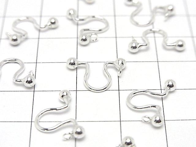 Silver925 Non-pierced Earrings (Earrings) with Ring, No Coating, 1 Pair (2 Pieces)