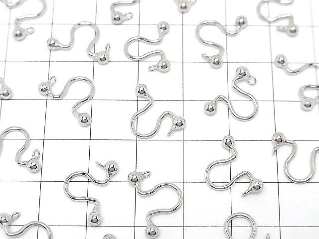 Silver925 Non-Pierced Earrings (Earrings) with Ring, Rhodium Plated, 1 Pair (2 Pieces)