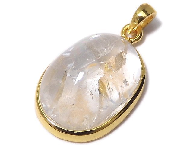 [Video][One of a kind] Crystal in Quartz Pendant 18KGP NO.29