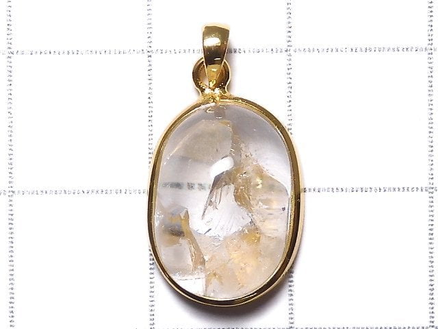 [Video][One of a kind] Crystal in Quartz Pendant 18KGP NO.29