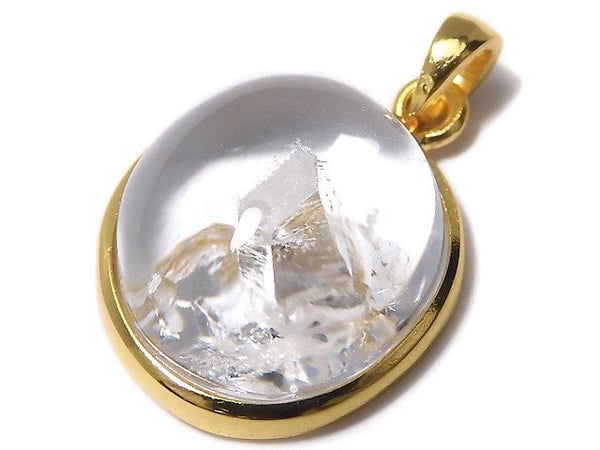 [Video][One of a kind] Crystal in Quartz Pendant 18KGP NO.30