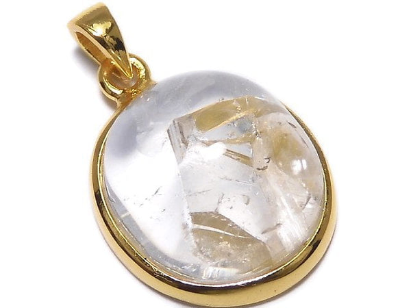 [Video][One of a kind] Crystal in Quartz Pendant 18KGP NO.32